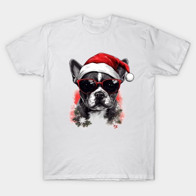 Magical Christmas Pug in the snow: cute four-legged friend with festive hat T-Shirt by MLArtifex